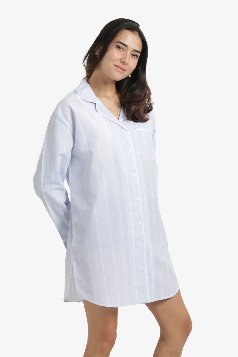 Carina Cozy Cotton Striped Nightgown - Image 2